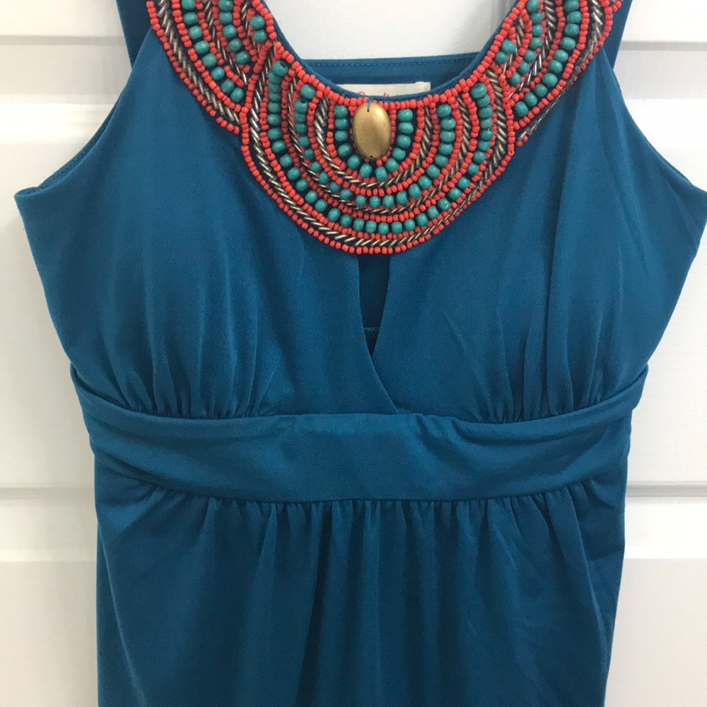Beaded Teal Dress